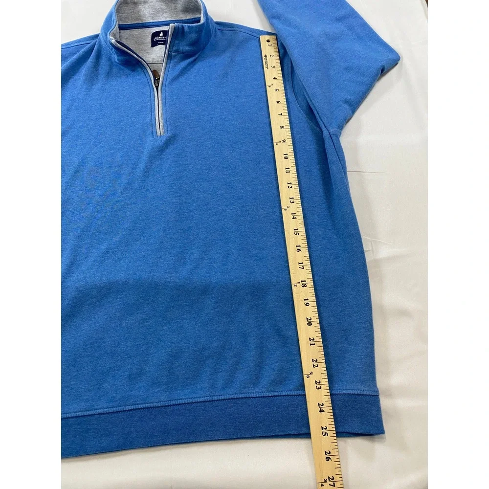 Johnnie-O Mens‎ Large Blue Heathered Cotton Modal Quarter Zip Pullover Sweater
